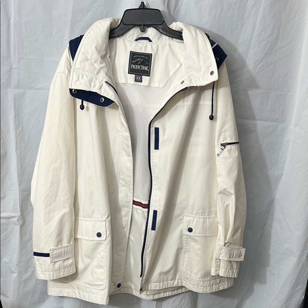 Pacific Trail White and Navy Raincoat